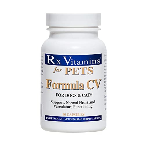 Rx Vitamine für Haustiere Formula CV für Hunde und Katzen – Herz-Kreislauf-Nahrungsergänzung – Hypoallergene Veterinärformel – 90 Kapseln, One Size von Rx Vitamins