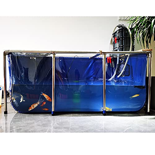 Aquarium Pool Teich Mit Klarer Sichtfensterscheibe, Koi/Goldfisch Aufzucht Schau-Aquarium, PVC-Leinwand Mit Stahlrahmen, Großer Raum (Farbe : Blau, Größe : 140x140x35cm) von Rygcrud