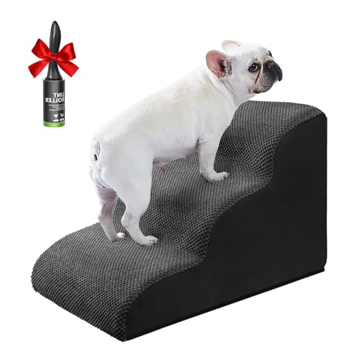 Ryoizen Hundetreppe für Kleine Hunde, Hundetreppe für Bett Couch, Extra Breite Hochdichte Schaumstoff Hunderampe Leiter für Hund Katze Kleine Haustiere Wasserdicht Rutschfest 3 Etagen Haustier Treppe von Ryoizen