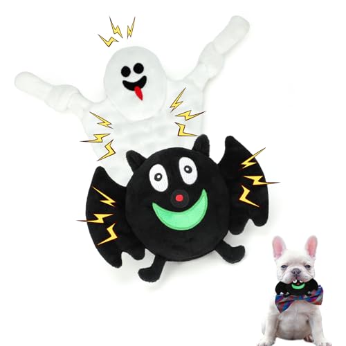 Rypet Halloween-Hundespielzeug, gefülltes Hundespielzeug, Quietscher, Plüsch-Haustierspielzeug mit Knisterpapier, interaktiv, langlebig, Kauspielzeug für mittelgroße und kleine Hunde von Rypet