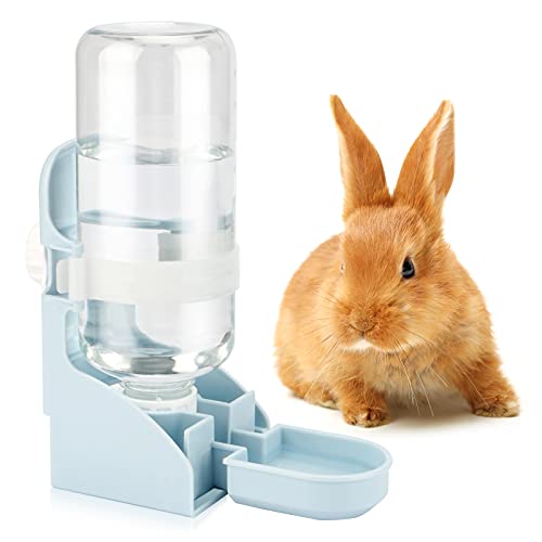 Rypet Kaninchen-Wasserflasche, kein Tropfen, 480 ml, automatischer Spender, Haustierkäfig, Wasserspender für Kaninchen, Chinchilla, Meerschweinchen, Igel, Frettchen, Blau von Rypet