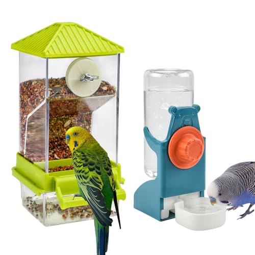 Rypet No Mess Bird Water Feeder Dispenser Set Automatic Bird Feeder for Cage Transparent Food Container for Cage Acrylic Parrot Seed Feeders Accessories for Small Birds Parrot Cockatoo Canary von Rypet