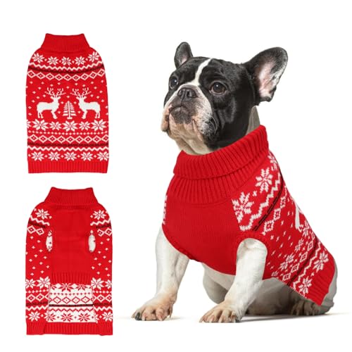 Rypet Weihnachtspullover für große Hunde, warm, weich, Weihnachts-Hunde-Outfits, Hundeurlaubspullover, fest, langlebig, Haustier-Rollkragen-Strickwaren, Hundepullover, Wintermantel für Damen und von Rypet