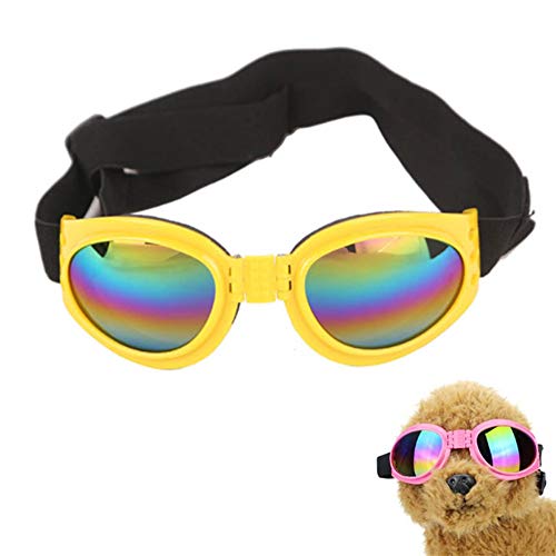 Rysmliuhan Shop Hunde Sonnenbrille Hundesonnenbrille Faltbare Hundesonnenbrille Hundebrille Augenschutz wasserdichte Hundebrille UV-Brille für Hund Augenschutzbrille Yellow von Rysmliuhan Shop