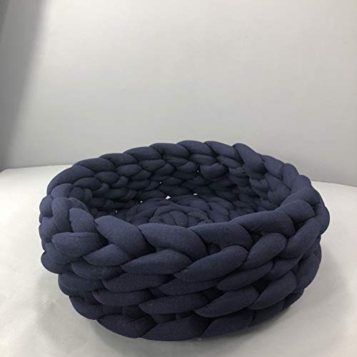 Rysmliuhan Shop Hundehöhle Kleine Hunde Hundebetten Hundekomfortbett Tragbares Hundebett Günstige Hundebetten Hundehöhlenbett Haustierhöhle Luxus Hundebett 40cm,Navy Blue von Rysmliuhan Shop