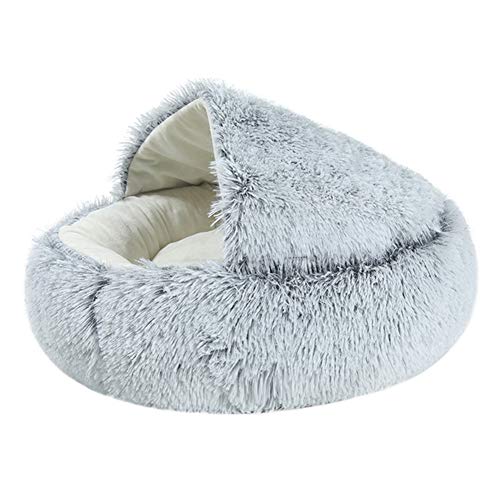 Rysmliuhan Shop Hundehöhle Kleine Hunde Katzenhöhle Warmes Hundebett Plüsch Hundebett Kätzchenbett Hundeschlafsäcke Flauschiges Katzenbett Hund Schlafsofa 40X40,Grey Pearl von Rysmliuhan Shop