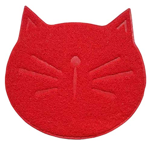 Rysmliuhan Shop Katzenmatte Katzenklo Futtermatte Kitten Litter Tray Mat Katzenschüssel Mat Tablett mit Tiernahrung Hundenapf Mat wasserdichte Haustiermatte red von Rysmliuhan Shop