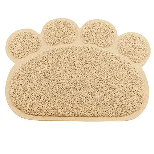 Rysmliuhan Shop Napfunterlage Hund Fressnapf Unterlage Katzenfütterungsmatte Katzenstreumatte waschbar Hundenapf Mat Tischset Cat Katzenfutter Mat Wipe Clean Cream Colored,30 * 40cm von Rysmliuhan Shop