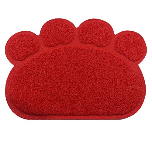 Rysmliuhan Shop Napfunterlage Hund Fressnapf Unterlage Katzenfütterungsmatte Katzenstreumatte waschbar Hundenapf Mat Tischset Cat Katzenfutter Mat Wipe Clean red,30 * 40cm von Rysmliuhan Shop