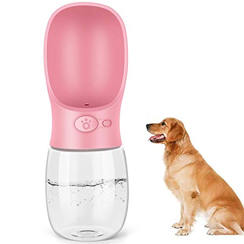 Rysmliuhan Shop Tragbare Haustier Wasserflasche Trinkflasche Hunde für Unterwegs Hundetrinkflasche Portable Hundewasserflasche Mit Schüssel pink,350ml von Rysmliuhan Shop