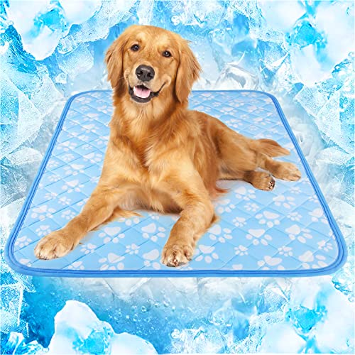 Rywell Entfärbung Kühlmatte für Hunde Katzen - 80×110cm Waschbar selbstkühlend Kälte Hundematte für unterwegs - rutschfest Wasserabsorbierend Tragbar Geruchlos Hundedecke für Haustiere Sommer - XL von Rywell