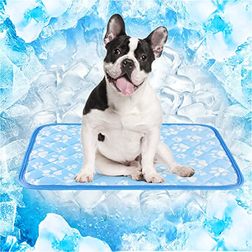 Rywell Entfärbung Kühlmatte für Hunde Katzen - 50×75cm Waschbar selbstkühlend Kälte Hundematte für unterwegs - rutschfest Wasserabsorbierend Tragbar Geruchlos Hundedecke für Haustiere Sommer - M von Rywell