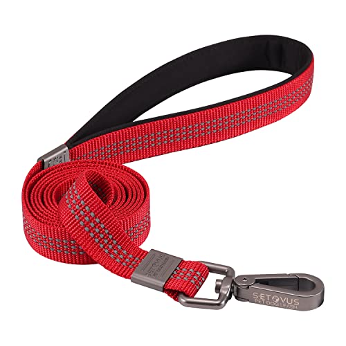 Hundeleine, reflektierende Hundeleine für mittelgroße Hunde, kleine Hunde, 1,7 m, starke Nylon-Leine mit weich gepolstertem Griff, robuste Hundeleine für Walking Training (rot, 1,8 cm x 1,7 m) von S-ETOVUS