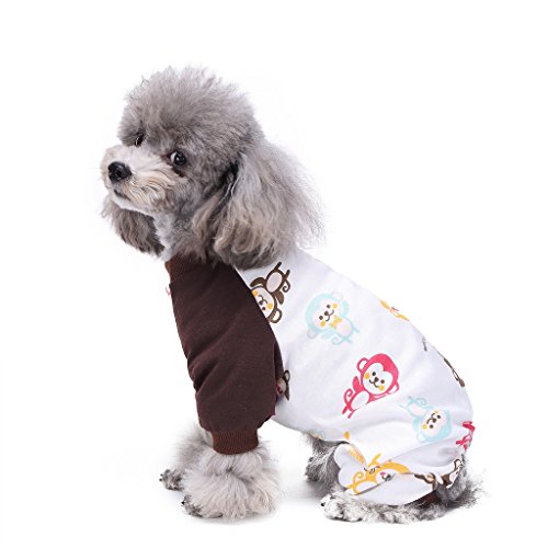 S-Lifeeling Hunde-Pyjama-Kostüm für drinnen und draußen, Rollkragenmuster, bequemer Welpen-Pyjama, weicher Hunde-Jumpsuit, Hemd, bestes Geschenk, 100 % Baumwolle, Mantel für mittelgroße und kleine von S-Lifeeling