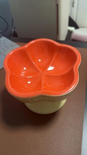 S&Q's CERAMICS Erhöhter Katzennapf, erhöhter Katzennapf für Futter und Wasser, Keramik-Titel, Anti-Erbrochenes und Schnurrhaar, mikrowellen- und spülmaschinenfest, Orange, 14,7 cm von S&Q'S CERAMICS