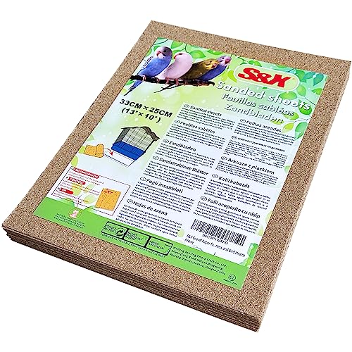 S&X Sandblätter für Vogelkäfige, 7 Stück/Packung (33 cm x 25 cm, 30 Stück) von S&X