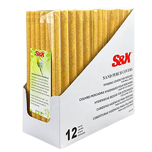 S&X Sand-Sitzstangen für Vogelkäfige, Vogelsitzstangenabdeckungen, Schleifpapier für Sittiche, Kanarienvögel, Finken und andere kleine Vögel (kleine Sitzstange x 72) von S&X