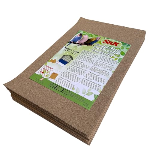 S&X Sandblätter für Vogelkäfige, 60 Stück/Packung – 43 cm x 28 cm, Vogelkäfig-Sandpapierbögen von S&X