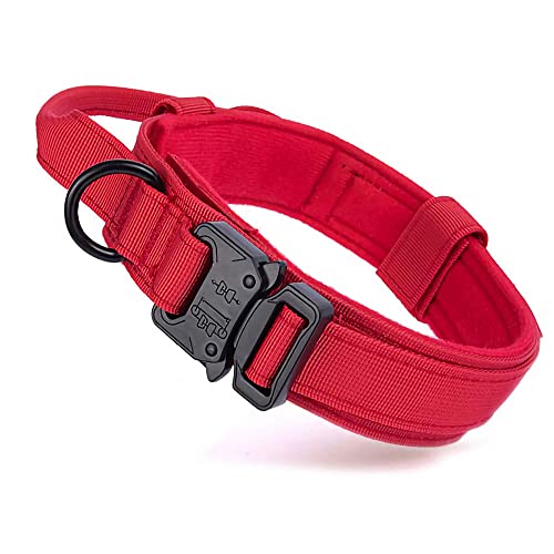 S.Lux Tactical Hundehalsband mit Griff, einstellbare Ausbildung militärische Hundehalsbänder Schnellverschluss Heavy Duty Metallschnalle für mittlere große Hunde von S.Lux