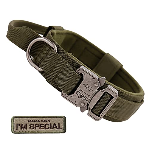 S.Lux Tactical Hundehalsband mit Griff, einstellbare Ausbildung militärische Hundehalsbänder Schnellverschluss Heavy Duty Metallschnalle für mittlere große Hunde von S.Lux