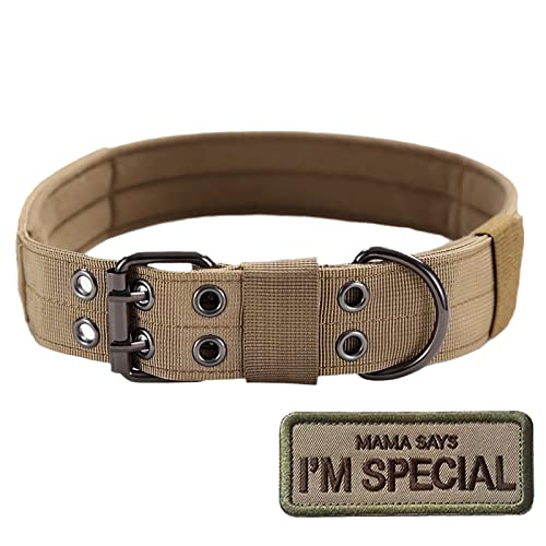 S.Lux Tactical Nylon Hundehalsband, Military Einstellbare Hundehalsband mit Metallschnalle Training Halsband Haustier Hundehalsband Klettpatches Angebracht Werden (Braun, XL) von S.Lux