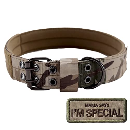 Tactical Nylon Hundehalsband, S.Lux Military Einstellbare Hundehalsband mit Metallschnalle Training Halsband Haustier Hundehalsband Klettpatches Angebracht Werden (Tarnen, XL) von S.Lux