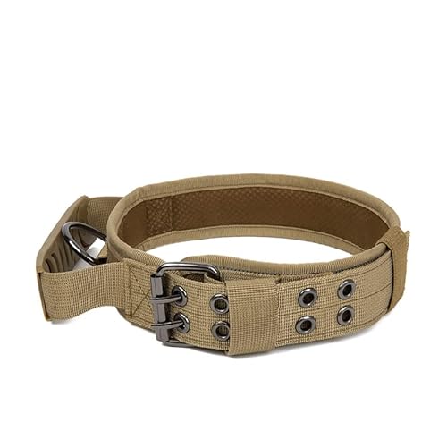 S.Lux Taktisches Halsband Militärisches Nylon Reflektierendes Hundehalsband Heavy Duty Halsband mit Griff Fünf Gänge Verstellbares Trainingshalsband für mittelgroße Hunde (Braun, M) von S.Lux