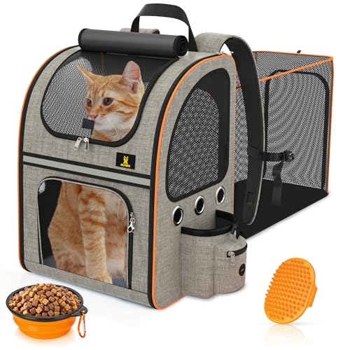 S4LTHERS Rucksack für große Katze und Hund, 8 kg, mit Trinkflasche, erweiterbarer Rucksack für Katzen, wasserdichter Rucksack für Katzen, Transporttasche für Katzen, Transporttasche für Katzen von S4LTHER 'S