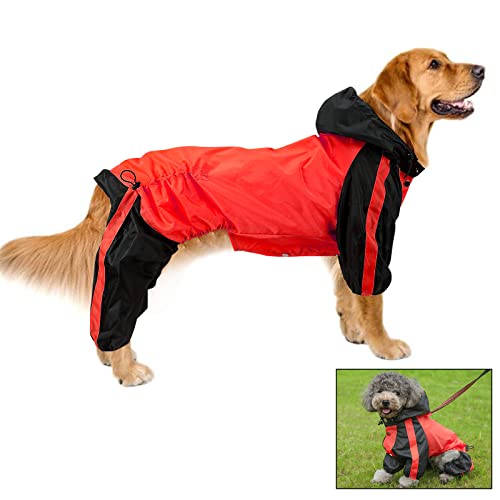 Hunde-Regenmäntel, wasserdicht, Hunde-Kapuzen-Regenmantel, Mantel Regenjacke für Hunde, Hunde-Regenmantel mit Kapuze, leicht, verstellbar, Outdoor-Regenponcho, mittelgroße Hunde, XS-Rot von SABAN