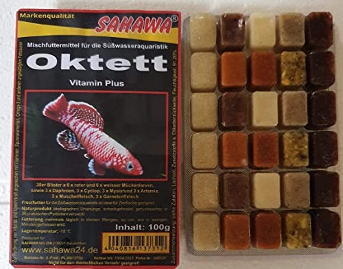 Frostfutter Fischfutter 10x 100g Blister Oktett, Mischfutter 8 Sorten in einem Blister für Abwechslung im Fischbecken von Sahawa