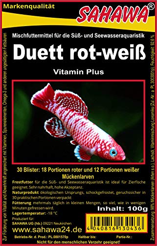 SAHAWA® Frostfutter 10 X 100g Blister Duett (rote und weiße Mückenlarven) Fischfutter Sahawa von Sahawa