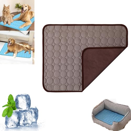 SAKDFHLJLP Chillpaw Paw Pad Cooling, Dog Cooling Mat, 2024 New Pet Cooling Pads, Dog Cooling Mat Outdoor, Pet Cooling Mat for Dogs Cats, Can Be Used on The Floor,Sofa,Bed (L,Brown) von SAKDFHLJLP