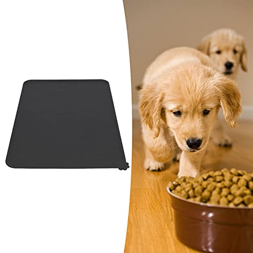 SALALIS Pet Bowl Mat, Pet Food Pad wasserdichte Glatte Oberfläche Erhöhte Kante Design zum Schutz des Bodens für Pet Bowls Trinkbrunnen, Futterautomaten(Black) von SALALIS