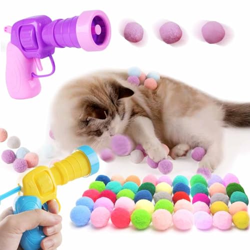 SALPPLEA Katzenspielzeugbälle, interaktive Katzenspielzeugbälle, Katzenspielzeugbälle mit Katzenspielzeugwerfer, Spielzeug für Haustiere, Katzen, Hunde von SALPPLEA