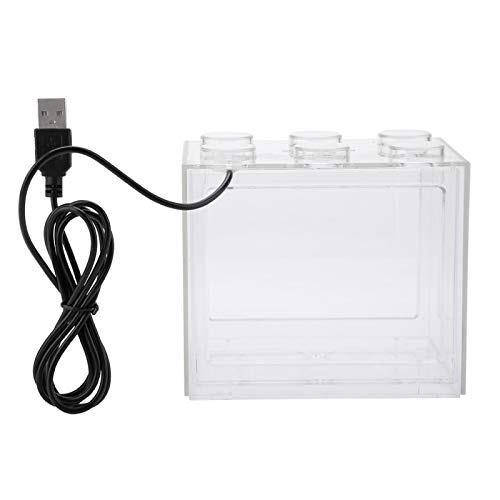 SALUTUYA Dekoratives Mini-Aquarium mit Kabel, USB-LED-Lampe Aquariumbox mit Mehreren Aquarien für Büro-Teetischdekoration(Transparent) von SALUTUYA