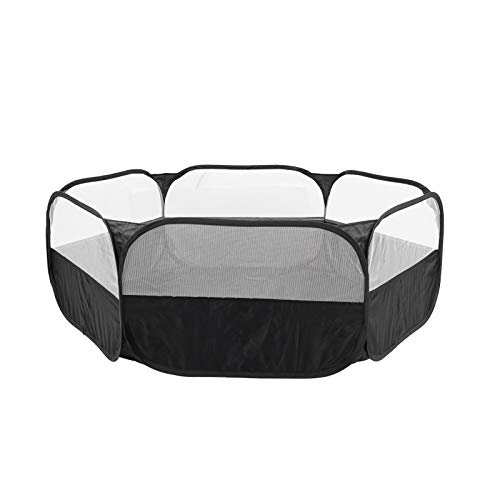 SALUTUYA Faltbares Haustierzelt Sicher Bequemes Netz Atmungsaktiv für automatisch zu öffnende(Small pet Fence with Cover and Side Cloth-Black) von SALUTUYA