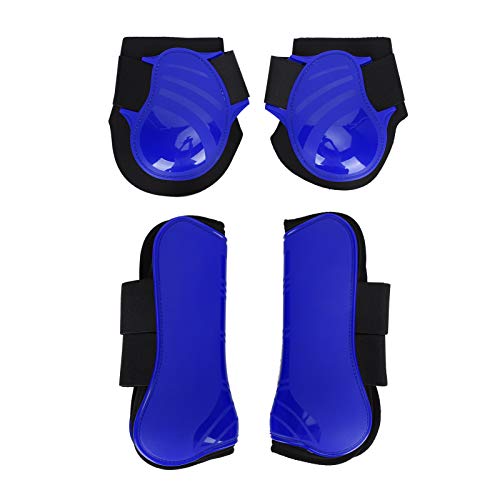 SALUTUYA Horse Tendon Boots (4 Stück - vorne und hinten), Horse Legguard, Pu Shell Thickened Elastic Cushing Inner Pad, zum Reiten Stoßdämpfend(Large) von SALUTUYA