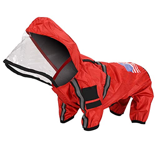 SALUTUYA Mit transparentem Hut Cat Dog Raincoat 2 Farben für Pet Cat Dog Waling Rain Day(red, L) von SALUTUYA