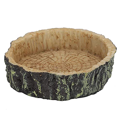 SALUTUYA Reptile Food Wasserschale, Resin Reptile Rock Bowl Futterschale, für Schildkröte, Schildkröte, Gecko (3,9 x 3,9 x 1,2 Zoll) von SALUTUYA