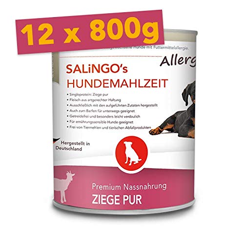 SALiNGO Hunde Nassfutter Ziege Pur | hypoallergen | getreidefrei (12x800g) von SALiNGO