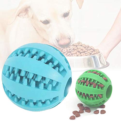 SAMAU Hundespielzeug Ball,Funktion Noppen Hundespielzeug aus Naturkautschuk,2 Pack Trainingszahn Intelligenzspielzeug für Hunde Ball mit Zahnreinigung Spielzeug (Grün & Blau) von SAMAU