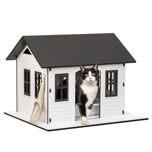 SAMMY & KIMMY LOVE Katzentoilette mit Schaufel – geruchshemmend – Designerhaus für den Innenbereich, hygienisch, mit herausnehmbarer Wanne, wasserdicht – 520 x 610 x 710 mm von SAMMY & KIMMY LOVE