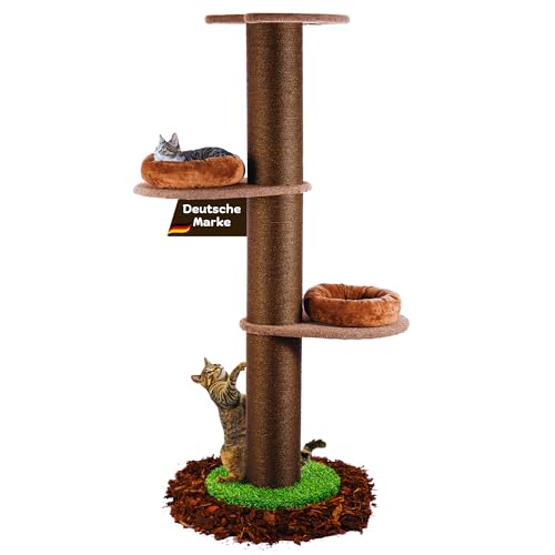 Samtkönig Kratzbaum Natur, Kratzbaum groß, Katzenkratzbaum XXL, Naturkratzbaum groß & stabil mit dickem Stamm, Kratzbaum Grosse Katzen stabil, Kratzbaum grün, Cat Tree, Natural Paradise von SAMTKÖNIG