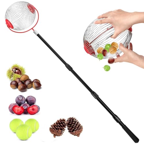 SAN LIKE Nusssammler Rollsammler, Nusssammler für Walnüsse, Obstsammler Rollsammler Nüsse, Walnuss Sammler mit Stiel, Leicht Outdoor Handwerkzeug Greifer für Golf, Objekte 2-5cm von SAN LIKE