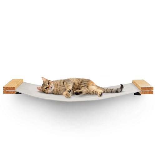 Katzenwandhängematte | Katzenregal und Sitzstangen für die Wand | Katzenbrücke | Moderne Katzen-Wandmöbel für Indoor-Katzen | Wandmontiertes Katzenhängemattenbett zum Schlafen, Spielen und Faulenzen – von SANDPEAK