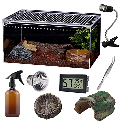 SANOSY Reptilien-Terrarium - Amphibien Tank Starter Kit, Eco Regenwald Futterbox, Amphibien Futterbox, geeignet für die Zucht von Eidechsen, Schildkröten, Chamäleons, Schlangen, springenden Spinnen von SANOSY