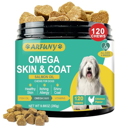 Haut und Fell für Hunde - Skin & Coat Omega 3 für Hunde- Fortschrittliche Formel für gesunde Haut und Glänzendes Fell - Reich an Lachsöl, Omega 3 & 6, Vitaminen - bei Haarverlust beim Hund von SANTKOL