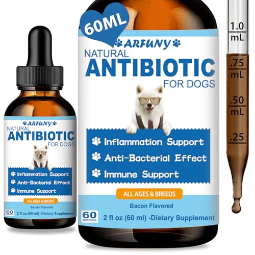 SANTKOL Natürliche Antibiotika für Hunde - 60ML Hundehustentropfen - Linderung von juckender Haut - Allergielinderung - Immunsystem Stärken - Mit organischen natürlichen Zutaten - Bacon-Geschmack von SANTKOL