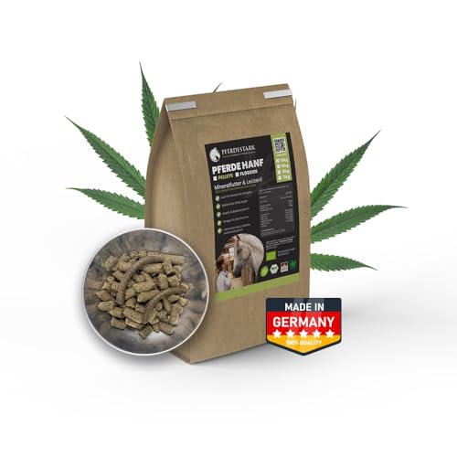 PFERDESTARK Bio Hanf Pellets 3kg aus Deutschland Pferdehanf Pferdefutter getreidefrei - Natürliche Premium Hanfpresskuchen Mineralfutter Eiweiß Nahrungsergänzung für Pferde ohne Zucker von SANUUS Better Living