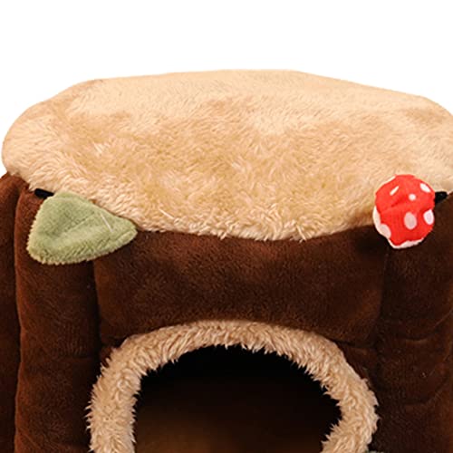 SANWOOD Hamsterhaus, kleines Haustierbett, Hamsternest, schönes Aussehen, Stump-Design, Flanell, bequeme Eichhörnchenbett-Hängematte für Kleintiere, Braun von SANWOOD